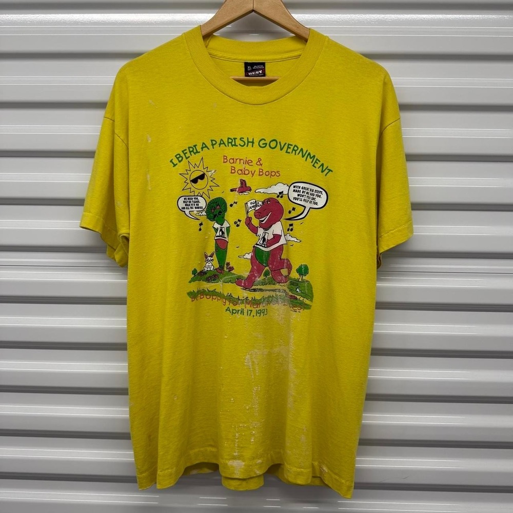90's Barney & Baby Bop Iberia Parish Louisiana Government March T-Shirt Size XL